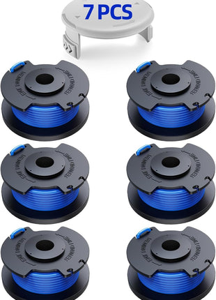 7 Packs Weed Wacker String Replacement for Ryobi One+ AC14RL3A,0.065-Inch String Trimmer Refill Compatible with Ryobi 18v, 24v, and 40v Trimmer(6 Trimmer Line,1 Trimmer Cap)