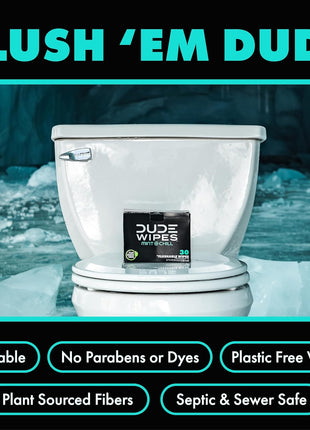 DUDE Wipes - On-The-Go Flushable Wipes - 1 Pack, 30 Wipes - Mint Chill Extra-Large Individually Wrapped Adult Wet Wipes - Eucalyptus & Tea Tree Oil - Septic and Sewer Safe