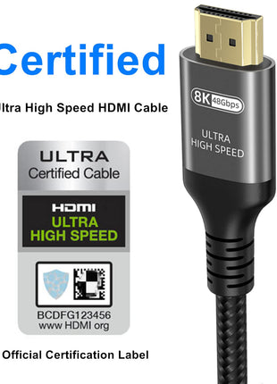 Ubluker 10K 8K 4K HDMI Cable 48Gbps 6.6 FT, Certified Ultra High Speed HDMI庐 Cable 4K 240Hz 144Hz 120Hz 8K60Hz 0.01ms HDR10+ eARC HDCP2.3 Netflix Roku TV PC Monitor Projector PS5 Xbox