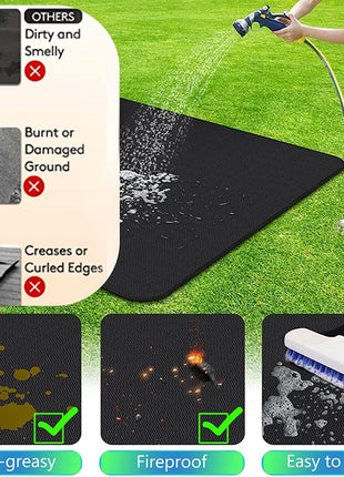 UBeesize Large 65 x 48 inches Under Grill Mat for Outdoor Grill,Double-Sided Fireproof Grill Pad for Fire Pit,Indoor Fireplace Mat Fire Pit Mat,Oil-Proof Waterproof BBQ Protector for Decks and Patios