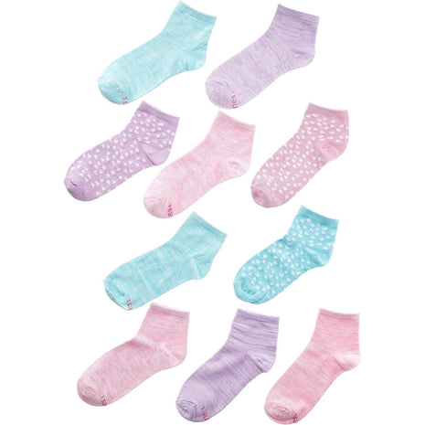 Hanes Girls' Big ComfortSoft Socks, Ankle & No Show Soft Stretch, 10-Pack, Ankle-Pink/Lavender/Teal-10 Pack, Medium