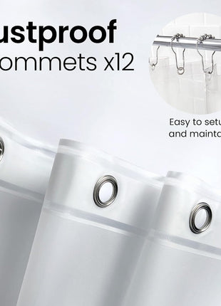 LiBa Shower Curtain PEVA 8G, 72x72 Inch Waterproof Clear | Non-toxic shower liner, waterproof plastic shower curtain, rust-proof grommets, weighted magnets, bathroom accessories