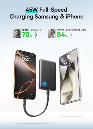 INIU Portable Charger, Ultra Slim 10000mAh 45W PD Power Bank, USB C in&Out Fast Charging Battery Pack, Travel Essential Phone Powerbank Compatible with iPhone 16 15 14 Samsung S22 S21 Google iPad etc