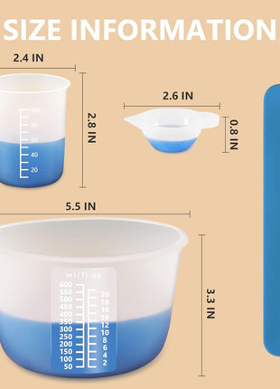 KISREL Silicone Measuring Cups for Resin, Resin Supplies with 600&100ml Cups, Resin Mixing Cups, Silicone Stir Sticks, Epoxy Mixing Cup