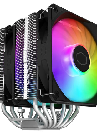 Cooler Master Hyper 620S Dual Tower ARGB CPU Air Cooler, 120mm PWM Fan, 6 Heat Pipes, Silver Nickel-Plated Copper, 154.9mm Tall, AMD Ryzen AM5|AM4, Intel LGA 1851|1700|1200 Brackets