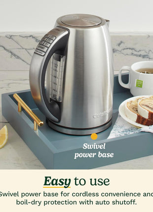 Cuisinart PerfecTemp 1.7-Liter Electric Kettle, Cordless Electric Tea Kettle, 1500W for Fast Heat-Up, 6 Preset Temperatures, 30-Minute Keep Warm, Stay Cool Nonslip Handle, CPK-17P1