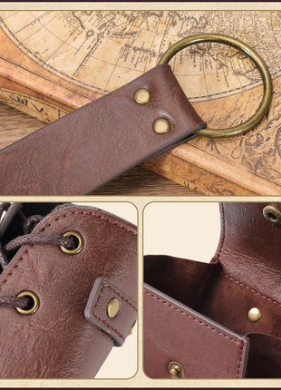 Berenlu 3 PCS Renaissance Accessories, Viking Belt, Medieval Vintage Belt Pouch & Leather Bracers for Halloween LARP Cosplay