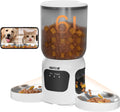 Automatic Cat Feeder for 2 Cats with Camera, Smart Cat Food Dispenser with Dual-Lens Wide-Angle View & Independent Double Bowls, Timed Dog Feeder with App Control, 10s Voice Recorder, 6L