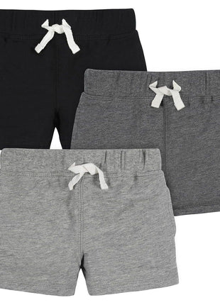 Gerber Baby Boys 3-Pack Pull-On Knit Shorts, Gray & Black, 18 Months