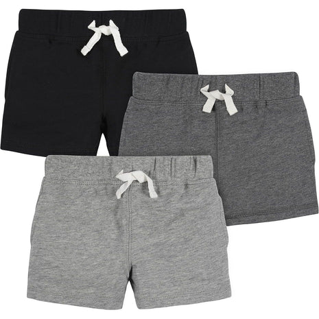 Gerber Baby Boys 3-Pack Pull-On Knit Shorts, Gray & Black, 18 Months