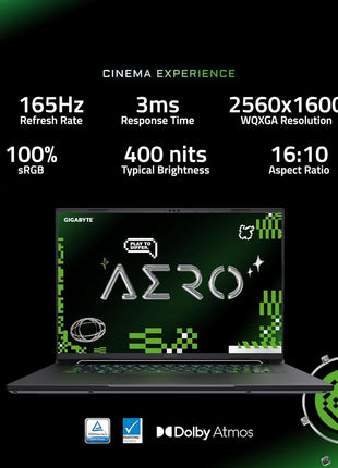 GIGABYTE AERO X16; Copilot+ PC - 165Hz 2560x1600 WQXGA - NVIDIA GeForce RTX 5060 - AMD Ryzen AI 7 350-1TB SSD with 16GB DDR5 RAM - Windows 11 Home - Space Gray