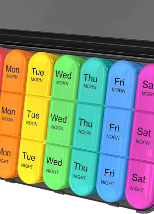 Daviky Pill Organizer 3 Times a Day, Daily Pill Box 7 Day, Weekly Cases Medicine Organizers to Hold Vitamins and Medication