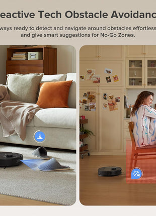 roborock Qrevo Series Robot Vacuum and Mop, Upgraded from Qrevo S | 8000Pa Suction, Anti-Tangle Brushes, Smart Obstacle Avoidance, Auto Mop Washing, All-in-One Dock, Spinning Mop, Black(QV 35A)