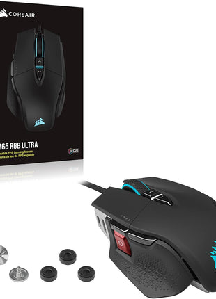 Corsair M65 RGB Ultra Tunable FPS Gaming Mouse Marksman 26,000 DPI Optical Sensor, Optical Switches, AXON Hyper-Processing Technology, Sensor Fusion Control, Tunable Weight System - Black