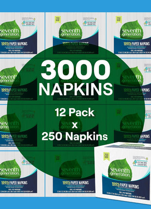 Seventh Generation Lunch Napkin, White Color, 1-ply, 250-Count Packs (Pack of 12)