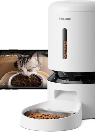 PETLIBRO Automatic Cat Feeder with Camera, 1080P HD & Night Vision, 5GHz/2.4GHz WiFi & Cam Smart Pet Feeder with App Control, 2-Way Audio, Motion Alerts for Cats & Dogs, Stainless Steel Single Tray