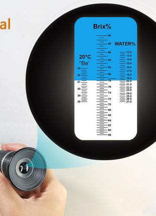 Honey Refractometer for Moisture, Brix and Baume, 3 in 1 Uses, 58 90% Brix Scale Range, Ideal for Honey, Maple Syrup, and Molasses, Bee Keeping Supplies