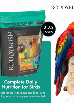 RoudyBush Daily Maintenance Food for Birds - Scientifically Formulated Bird Feed - Bird Food Pellets w/Corn, Wheat, Soy & More - Nutritious & Healthy Feed for Birds (Mini, 44oz)