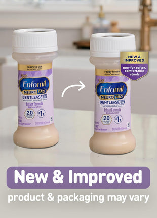 Enfamil NeuroPro Gentlease Ready-to-Feed with Smaller Proteins for Easy Digestion,Brain Supporting DHA, HuMO6* Blend, Baby Formula for easing Fussiness, Gas, Spit-up in 24hrs, 2 Fl Oz (6 ct), 4 Pack
