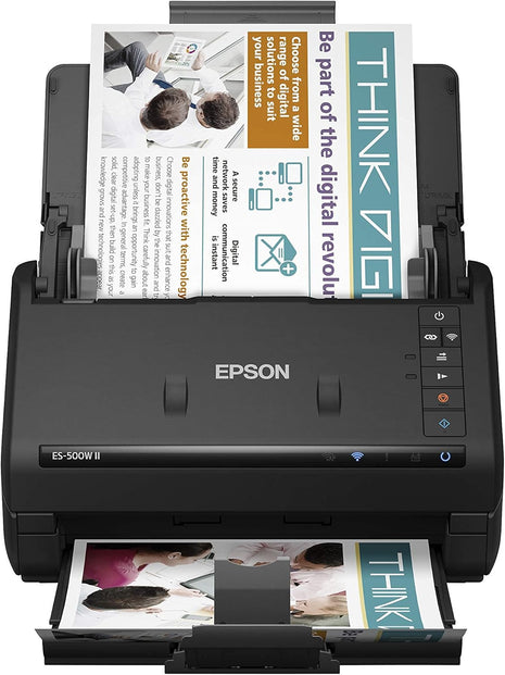 Epson Workforce ES-500W II Wireless Color Duplex Desktop Document Scanner | PC and Mac 50-Sheet Auto Document Feeder 35 ppm Scanning Speed Mobile App Support