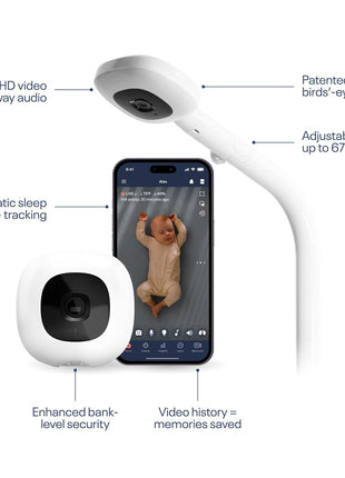 Nanit Pro Smart Baby Monitor - Camera & Floor Stand - 1080p Wi-Fi Video Camera, 2-Way Audio, See Your Baby from Anywhere, Sound/Motion/Cry Notifications, Night Vision