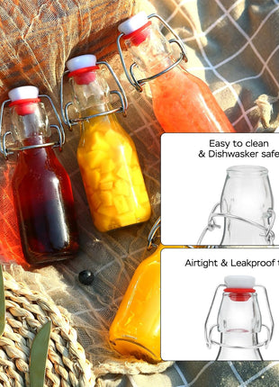 ZEBEIYU 12 Pack 4 oz Swing Top Glass Bottles,Flip Top Glass bottles with airtight Caps for Home Brewing Beer,Kombucha,2nd Fermentation,Kefir,Beverages,Soda,Oils,Vinegar,Limoncello,Vanilla extract