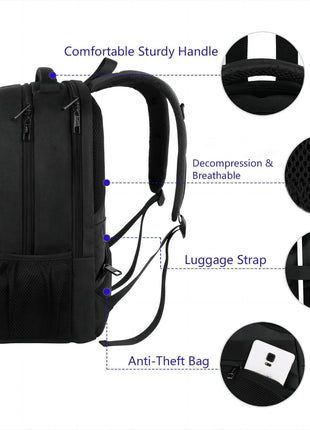 MATEIN Business Laptop Backpack, 15.6 Inch Travel Work Bag for Men Women | Water Resistant Daypack, Personal Item Bag Size, Anti Theft Pocket, Luggage Strap, Computer Backpack for Work College, Black