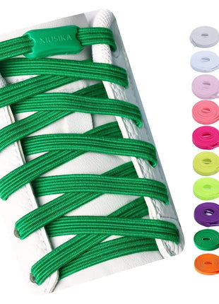 Booyckiy No Tie Elastic Shoelaces for Kids, Adults and Elderly, Adjustable Tieless Shoe Laces for Sneakers Boots and Casual Shoes - 16 Colors, 41 inch, White