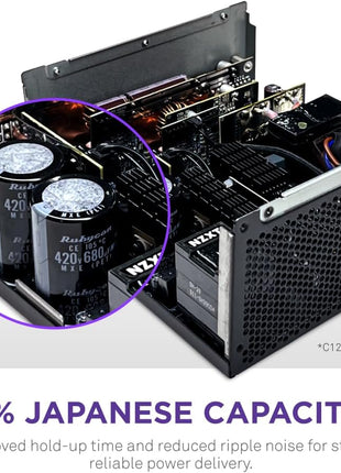 NZXT C1200 Gold ATX 3.1 - Fully Modular Low-Noise PC Gaming Power Supply - 1200 Watts - 80 Plus Gold - 12V-2x6 Connector - Zero Fan Mode - 100% Japanese Capacitors - Black