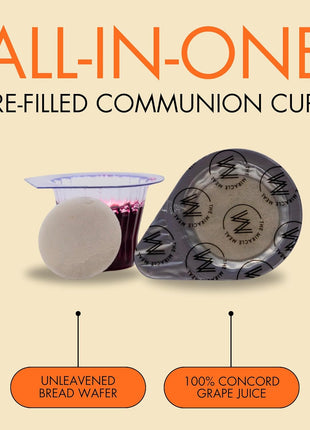 Travel Pack - The Miracle Meal Pre-Filled Traditional Communion Cup - Bag of 25 with Wafer and 100% Concord Grape Juice
