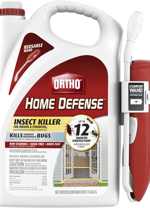 Ortho Home Defense Insect Killer for Indoor and Perimeter2 with Comfort Wand - Ready-To-Use Bug Spray, Kills Ants, Cockroaches & Spiders, 1.33 gal.