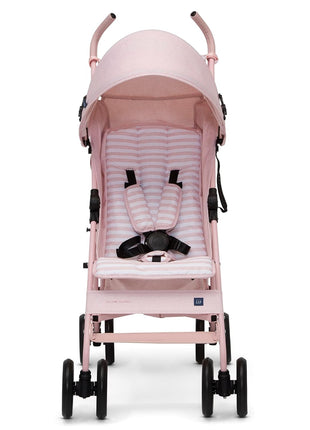 babyGap Classic Stroller - Lightweight Stroller with Recline, Compact Fold & Removable Parent Organizer - Made with Sustainable Materials, Pink Stripes