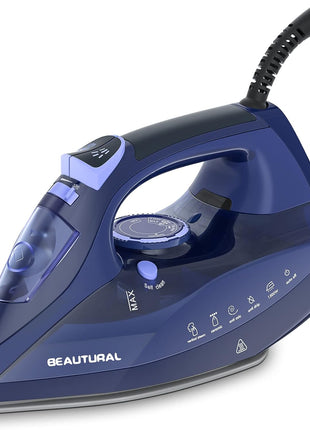 BEAUTURAL Steam Iron for Clothes with Precision Thermostat Dial, Ceramic Coated Soleplate, 3 Way Auto Off, Self Cleaning, Anti Calcium, Anti Drip Blue