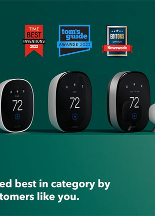 ecobee Smart Thermostat Premium with Smart Sensor and Air Quality Monitor - Programmable Wifi Thermostat - Works with Siri, Alexa, Google Assistant, Black