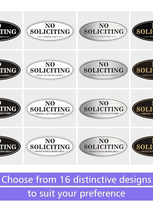 No Soliciting Sign, 2 Pack Self-Adhesive Aluminum Metal No Solitation Do Not Knock or Ring Bell Sign, 7.0 x 3.0 inches Fade Resistang Signs for Office and Home (Brushed Nickel/Black)