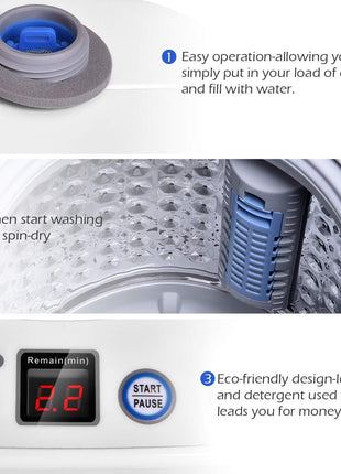 Giantex Portable Washing Machine, Full Automatic Washer and Dryer Combo, with Built-in Pump Drain 8 LBS Capacity Compact Laundry Washer Spin Dryer for Apartment RV Dorm