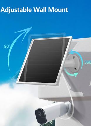 6W Solar Panel for Outdoor Security Camera with Micro USB & USB - C Port, Solar Panel Charger for Battery Camera, Fits Wyze/Reolink DC 5V Output, IP65/360° Adjustable, 9.8ft Cable, Fast Charging