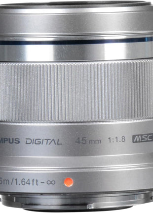 OM SYSTEM Olympus M.Zuiko Digital 45mm F1.8 Silver for Micro Four Thirds System Camera, Compact Design Beautiful, Bokeh Bright | 45mm Prime, F/1.8, Msc Af, 7-Blade Circular Diaphragm, 37mm Filter, 116 G