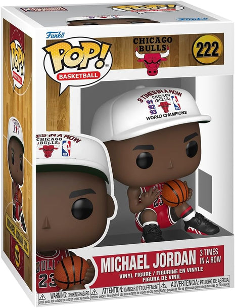 Funko POP! NBA: Bulls - Michael Jordan (3X in a Row) | Official Merch - Collectable Vinyl Figurine for Shelf Display - Birthday Gift Idea for Fans and Collectors