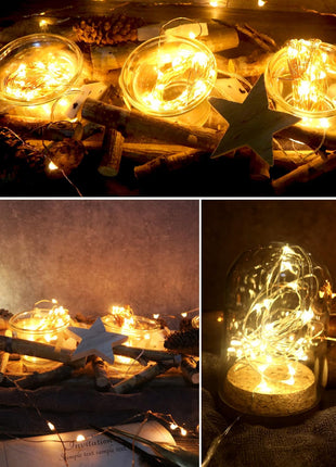 6 Pack Fairy Lights Battery Operated with Timer 2PCS Remote - 6.5ft 20LED Warm White Twinkle Lights Waterproof Silver Wire Fireflies Lights DIY Mason Jar Wedding Party Christmas Centerpiece Table Deco