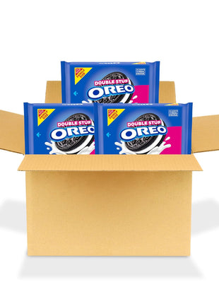 OREO Double Stuf Chocolate Sandwich Cookies, Family Size, 3 Packs | Always made with Real Cocoa, Certified Kosher, Bulk Cookies