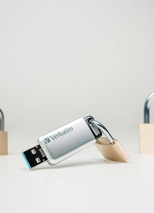 Verbatim 64GB Store'n' Go Secure Pro USB 3.0 Flash Drive with AES 256 Hardware Encryption - Silver