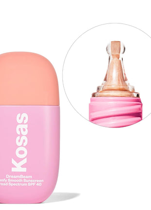 Kosas DreamBeam SPF 40 Mineral Sunscreen for Face + Makeup Prep – Lightweight Hydrating Sun Protection, 40 ml