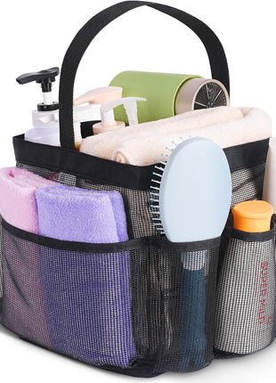 Eudele Mesh Shower Caddy Portable for College Dorm Room Essentials, 8 Pocket Large Capacity Shower Bag for Beach, Swimming, Gym