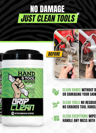 Heavy Duty Hand Cleaning Wipes, Tool Wipes, Waterless Mechanic Hand Cleaner | Dual Sided Hand & Tool Wipes, Grease, Oil, Paint & Adhesive Remover, Citrus Scent 72ct Canister For Garage, Shop & Jobsite