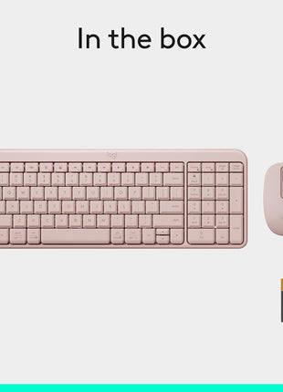 Logitech MK250 Compact Bluetooth Wireless Keyboard and Mouse Combo - Rose | Bluetooth connection only, compact keyboard with number pad, small ambidextrous M196 mouse with 3 non-customizable buttons