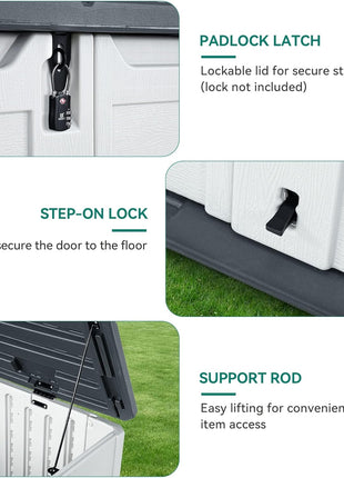 YITAHOME 59 Cuft Outdoor Tall Storage Shed, Waterproof Vertical Resin Shed for Garden, Garage, Patio, Lockable Tool Storage, No Shelves Included, Light Gray