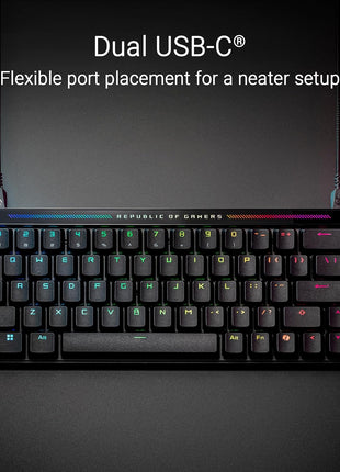 ASUS ROG Falchion Ace HFX Hall Effect Gaming Keyboard 65% TKL, Dual USB-C, Magnetic Switches, Rapid Trigger, Speed Tap, 8000 Hz Polling, Touch Panel, Portable, Protective Cover, PBT Keycaps - Black