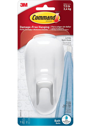 Command Bathroom Wall Hook with Water-Resistant Adhesive Strips, Bathroom Organizer for Hanging Bath Towels and Loofahs, 1 Shower Hook with 2 Command Strips