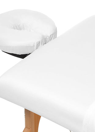 Saloniture 3-Piece Microfiber Massage Table Sheet Set - Premium Facial Bed Cover - Includes Flat and Fitted Sheets with Face Cradle Cover - White